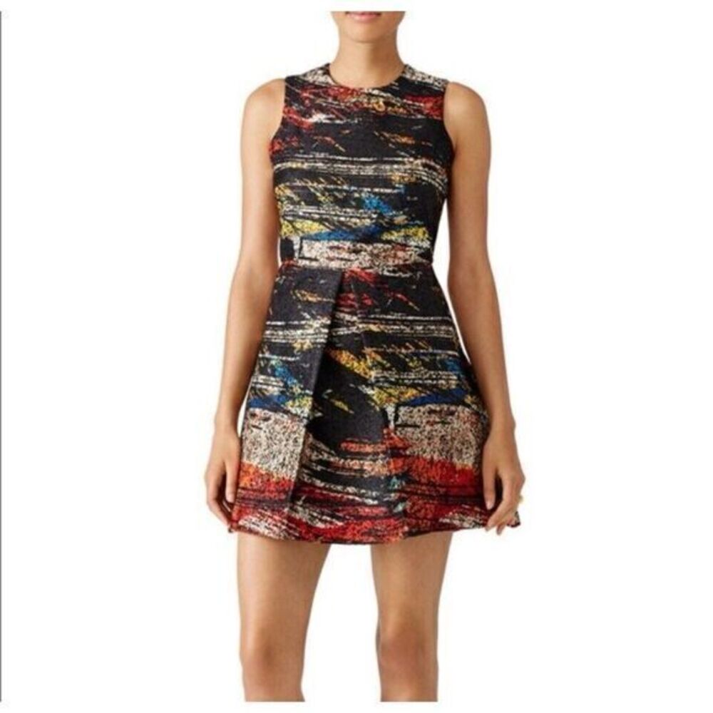 HUNTER BELL 'Stevie' Back Cutout Fit & Flare Dress Abstract Metallic 10 ‎ $462